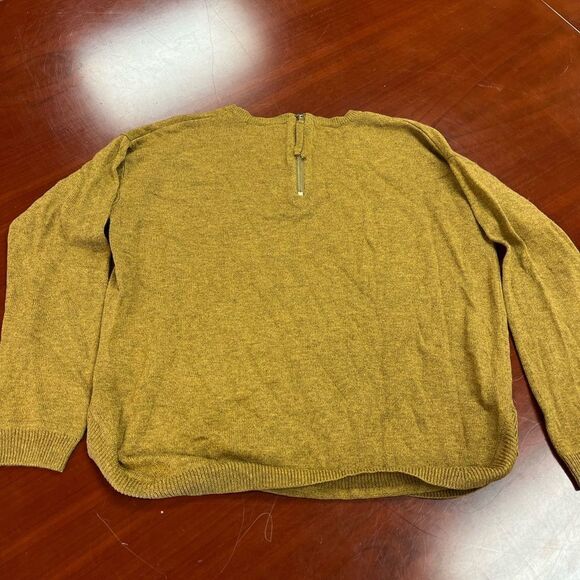 H&M Mustard & Brown Marled Knit Back Zipper Sweater sz S EUC - Picture 4 of 5
